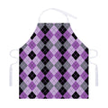 Black Grey And Violet Argyle Print Adjustable Apron