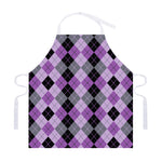 Black Grey And Violet Argyle Print Adjustable Apron
