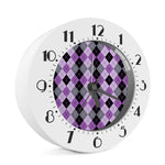 Black Grey And Violet Argyle Print Alarm Clock