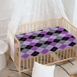 Black Grey And Violet Argyle Print Baby Crib Sheet