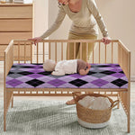 Black Grey And Violet Argyle Print Baby Crib Sheet