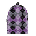 Black Grey And Violet Argyle Print School Backpack