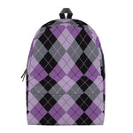 Black Grey And Violet Argyle Print Backpack