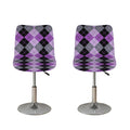 Black Grey And Violet Argyle Print Bar Stool Covers