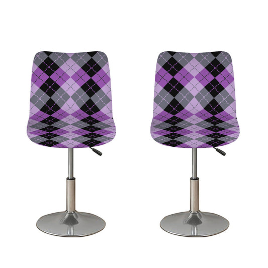 Black Grey And Violet Argyle Print Bar Stool Covers