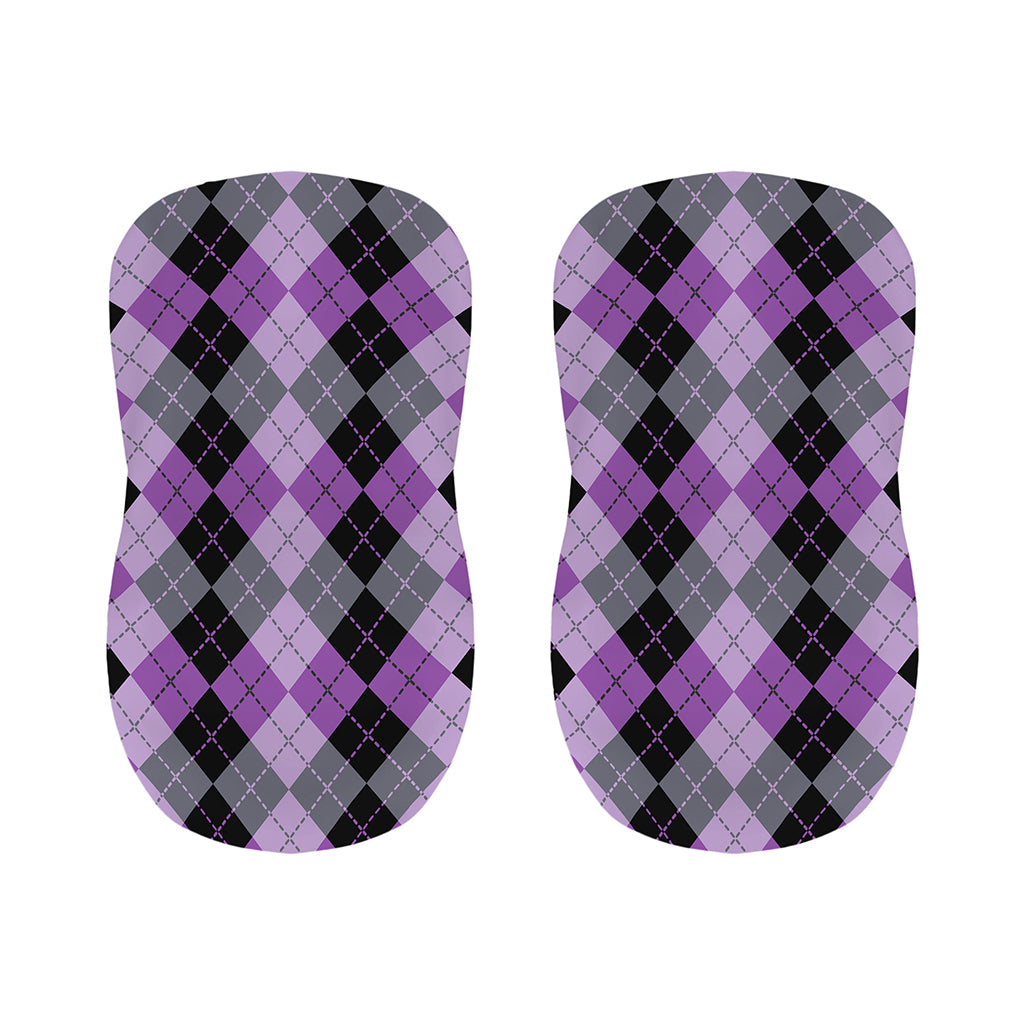 Black Grey And Violet Argyle Print Bar Stool Covers