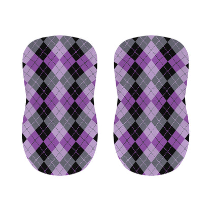 Black Grey And Violet Argyle Print Bar Stool Covers