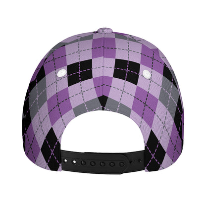 Black Grey And Violet Argyle Print Baseball Cap
