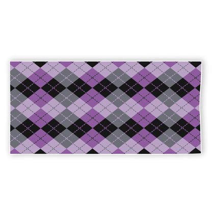 Black Grey And Violet Argyle Print Beach Towel