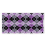 Black Grey And Violet Argyle Print Beach Towel