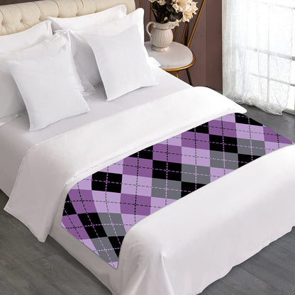 Black Grey And Violet Argyle Print Bed Runner