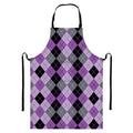 Black Grey And Violet Argyle Print Bib Apron With Pocket
