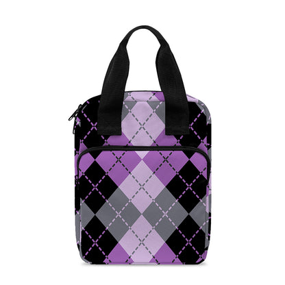 Black Grey And Violet Argyle Print Bible Tote Bag