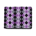 Black Grey And Violet Argyle Print Bifold Wallet