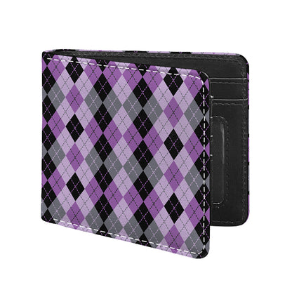 Black Grey And Violet Argyle Print Bifold Wallet