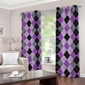 Black Grey And Violet Argyle Print Dimout Grommet Curtains