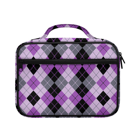 Black Grey And Violet Argyle Print Briefcase Bible Bag