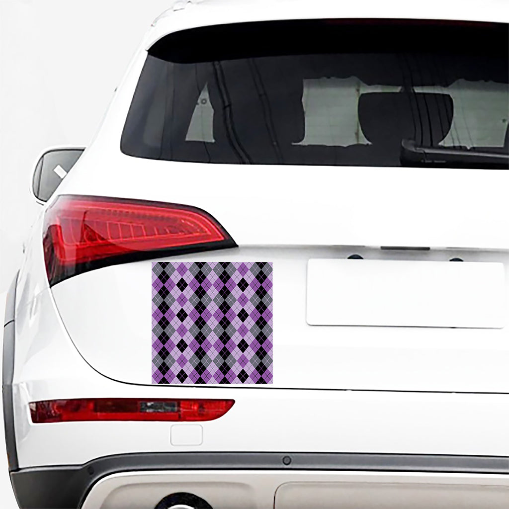 Black Grey And Violet Argyle Print Car Sticker