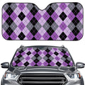 Black Grey And Violet Argyle Print Car Windshield Sun Shade