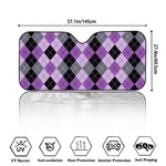 Black Grey And Violet Argyle Print Car Windshield Sun Shade