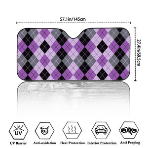 Black Grey And Violet Argyle Print Car Windshield Sun Shade