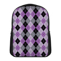 Black Grey And Violet Argyle Print Casual Backpack