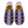 Black Grey And Violet Argyle Print Casual Shoes