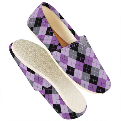 Black Grey And Violet Argyle Print Casual Shoes