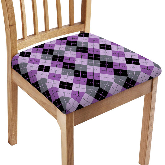 Black Grey And Violet Argyle Print Chair Cushion Cover