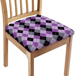 Black Grey And Violet Argyle Print Chair Cushion Cover