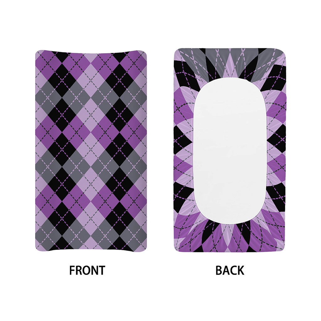 Black Grey And Violet Argyle Print Changing Pad Cover