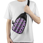 Black Grey And Violet Argyle Print Chest Bag