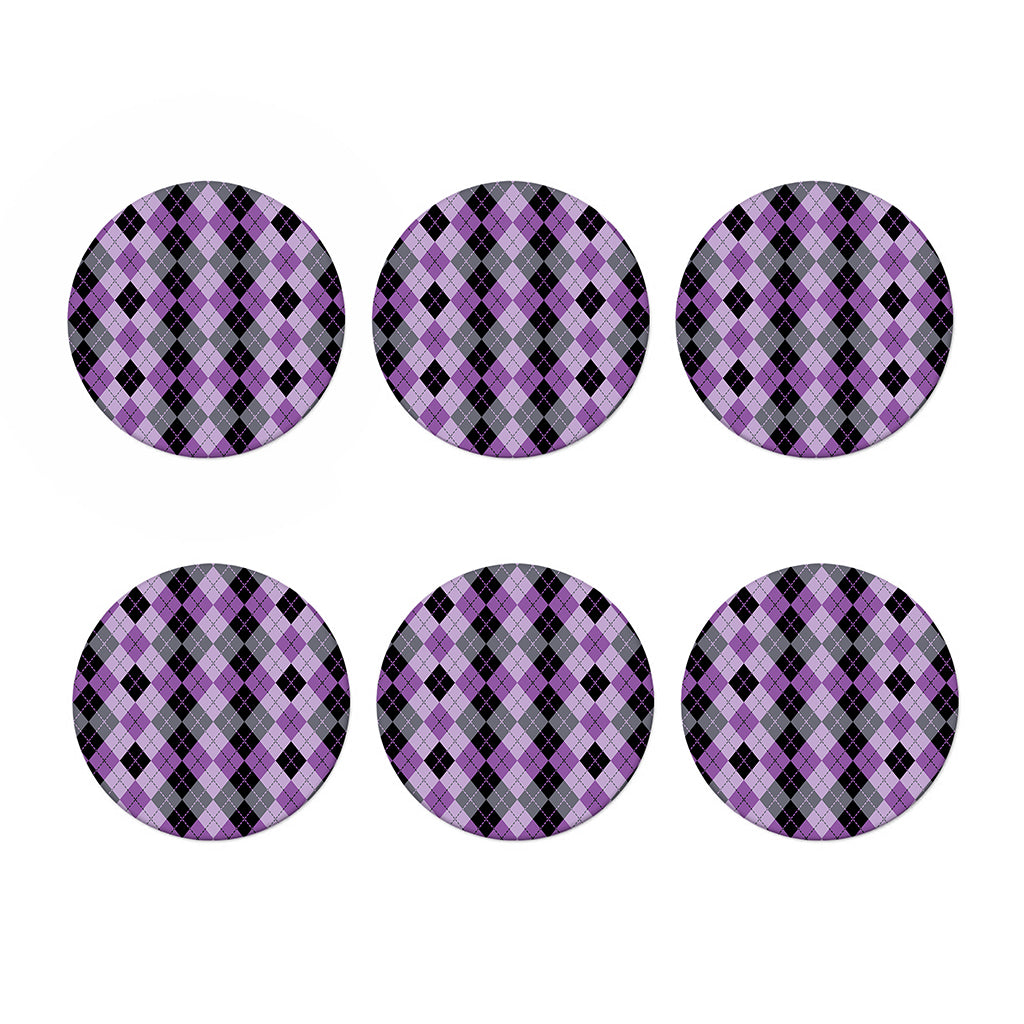 Black Grey And Violet Argyle Print Coaster Set