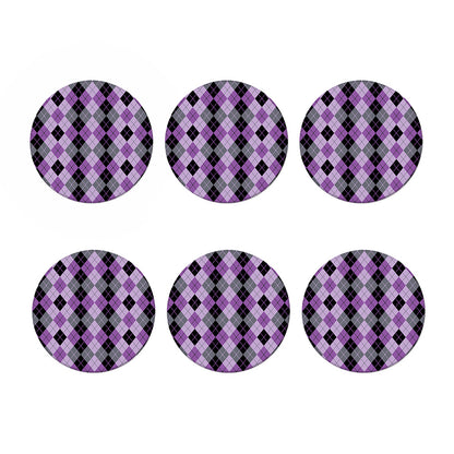 Black Grey And Violet Argyle Print Coaster Set