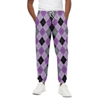 Black Grey And Violet Argyle Print Cotton Pants