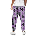 Black Grey And Violet Argyle Print Cotton Pants