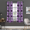 Black Grey And Violet Argyle Print Grommet Curtain Panels