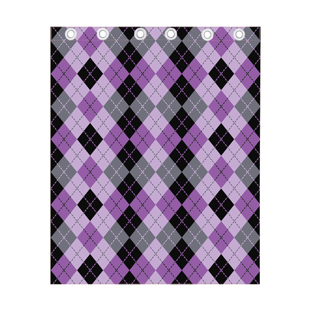 Black Grey And Violet Argyle Print Curtain