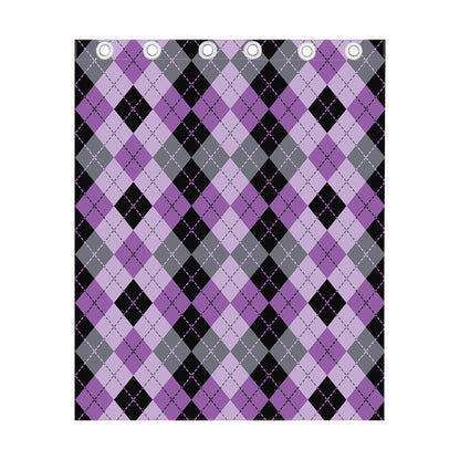 Black Grey And Violet Argyle Print Curtain