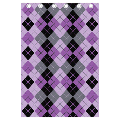 Black Grey And Violet Argyle Print Curtain