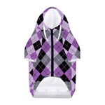 Black Grey And Violet Argyle Print Dog Zip Up Hoodie