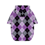 Black Grey And Violet Argyle Print Dog Zip Up Hoodie