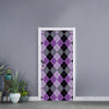 Black Grey And Violet Argyle Print Door Sticker