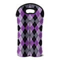 Black Grey And Violet Argyle Print Double Neoprene Wine Tote