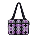 Black Grey And Violet Argyle Print Double Strap Bible Bag