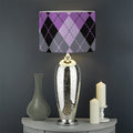 Black Grey And Violet Argyle Print Drum Lamp Shade