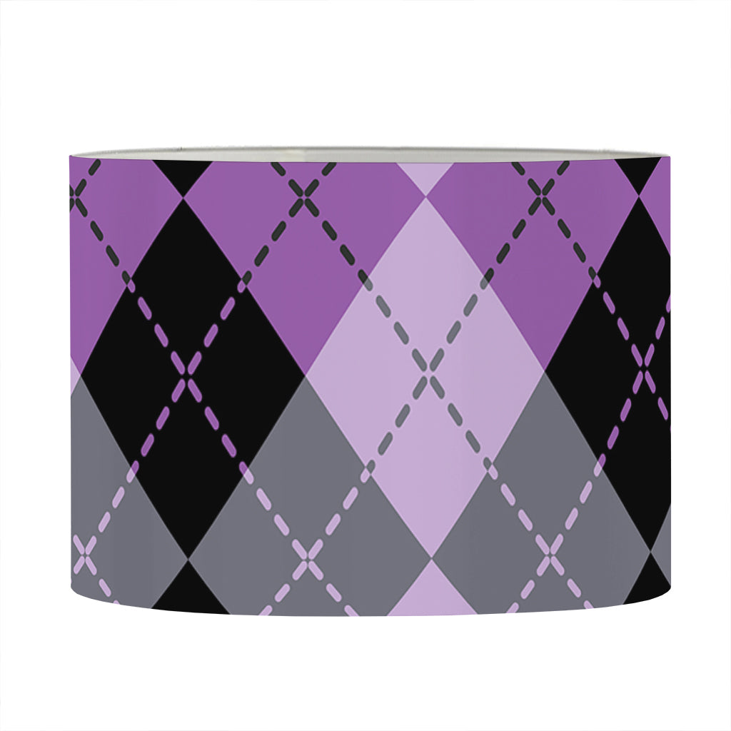 Black Grey And Violet Argyle Print Drum Lamp Shade