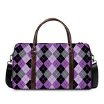 Black Grey And Violet Argyle Print Duffle Bag
