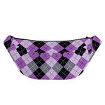 Black Grey And Violet Argyle Print Fanny Pack