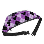 Black Grey And Violet Argyle Print Fanny Pack